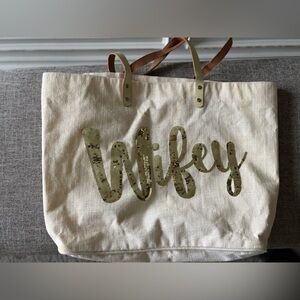 Wifey Canvas Mud Pie Tote Bag